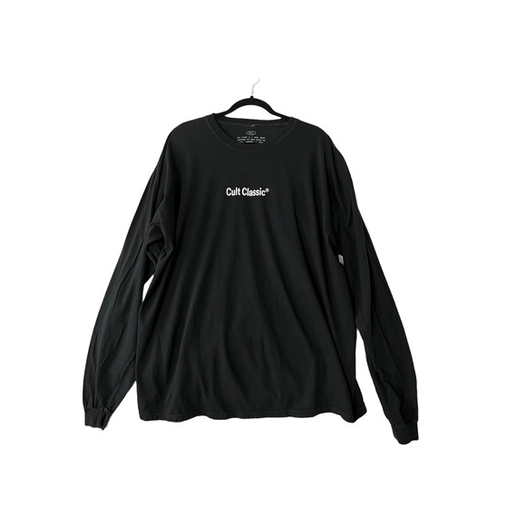 CULT CLASSIC Black Graphic Print Tee Shirt Long Sleeve Men's Size XXL - Picture 1 of 4